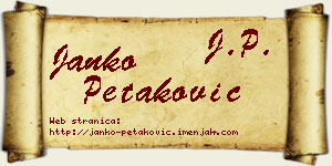 Janko Petaković vizit kartica